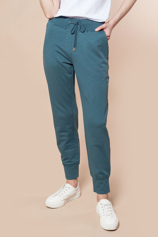 Брюки из эластичного футера с молниями