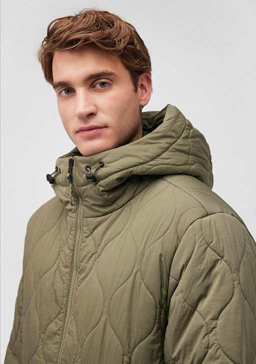 Kapusonlu Yesil Kapitone Ceket - Mavi фото 5