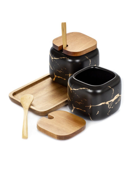 Набор для специй на подносе 4пр (2 баночки, 2 ложки) - SIJ фото 5