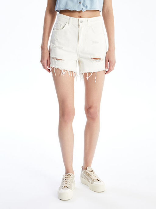 Standart Fit Y?rt?k Detayl? Kad?n Jean ?ort
