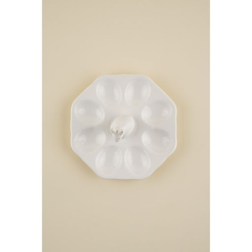 Подставка для яиц SL Home «Пасхальные кролики», 19×9 см, 8 ячеек, керамика, белая