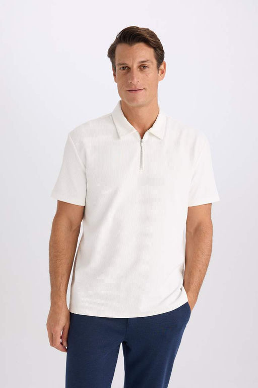Regular Fit Fermuarl? K?sa Kollu Polo Tisort - Defacto фото 10