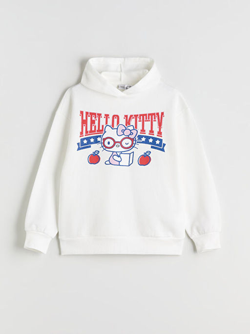 Kap??onlu Hello Kitty Bask?l? K?z ?ocuk Sweatshirt