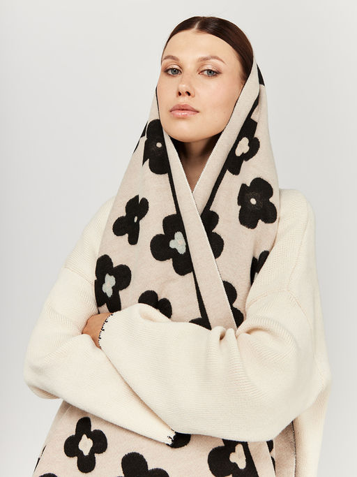 в составе ШЕРСТЬ и КАШЕМИР Большой, мягкий, теплый двусторонний палантин - Tantino фото 4