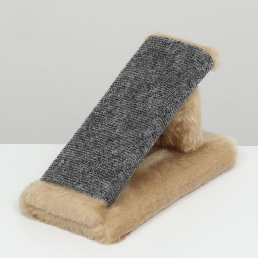 Когтеточка Горка мини-версия, 29 х 14 х 14 см, ковролин, светло-коричневая - Пижон фото 4