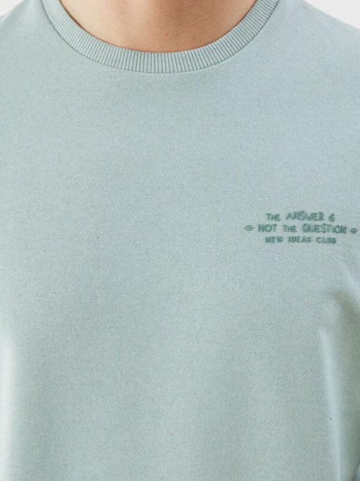 Bisiklet Yaka Bask?l? Erkek Sweatshirt