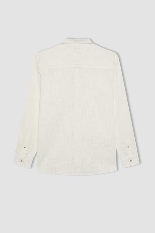 Хлопковая рубашка с длинными рукавами и воротником поло стандартного кроя - Defacto фото 9