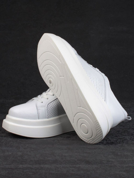 05-PDE36-1 WHITE Кроссовки женские (натуральная кожа)