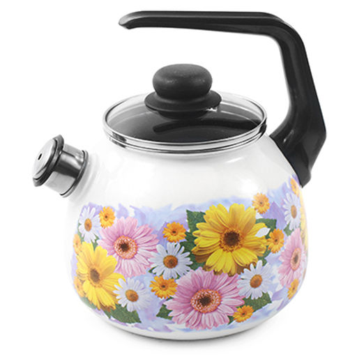 "Fernanda" Чайник эмалированный 3л, д12,5см, h16см, со свистком, сферическая форма, белый (Россия)