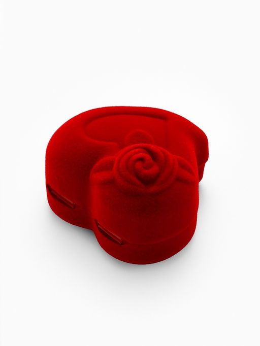 Футляр под кольцо, серьги Сердце, роза, бархатный, 6?6 см, красный