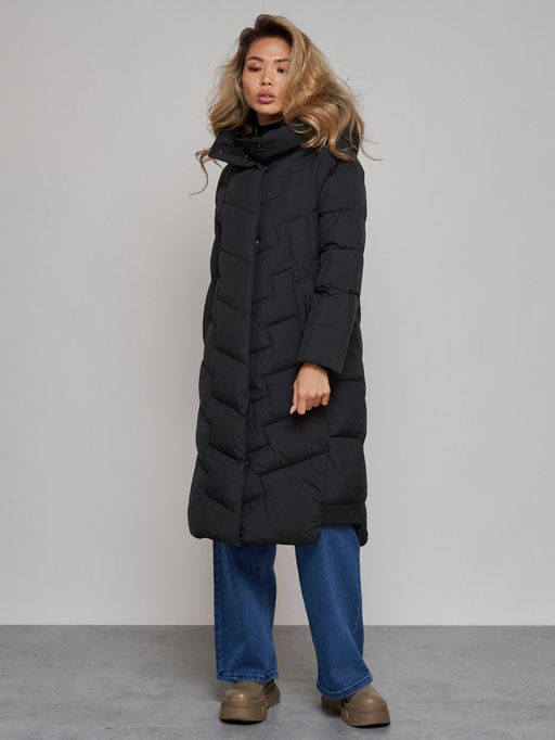 Пальто утепленное молодежное зимнее женское черного цвета 52355Ch - Holdluck фото 18