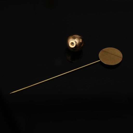 Основа «Брошь-игла» с шариком d=1,2 см (набор 5 шт.), L=7 см, площадка 1,5 см, цвет золото