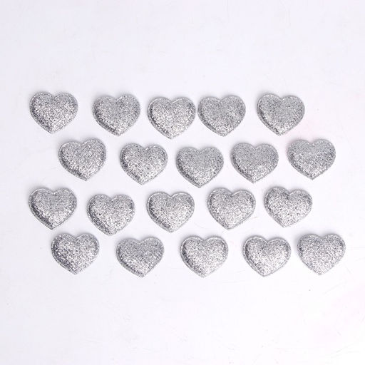 Сердечки декоративные, набор 20 шт., размер 1 шт: 2,5 × 2,2 см, цвет серебряный