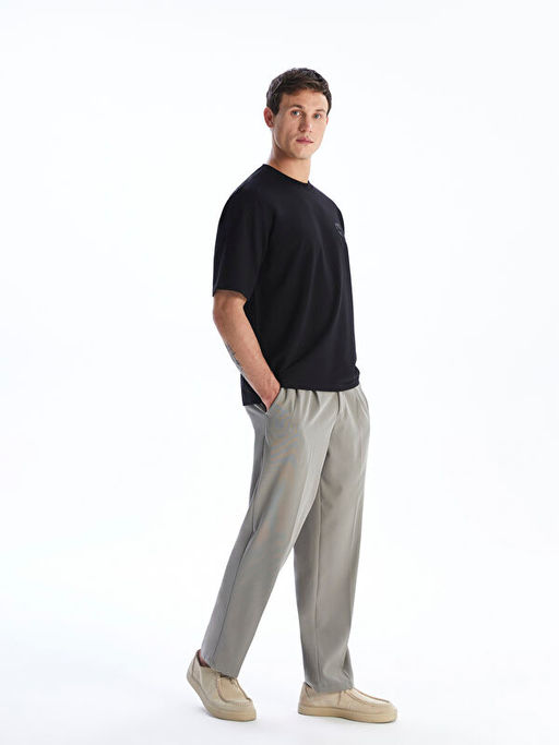 Bisiklet Yaka Bask?l? Penye Erkek Ti??rt