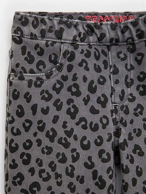 ACOOLA / Брюки джинсовые (утепленные) детские для девочек Lama серый принт  фото 4