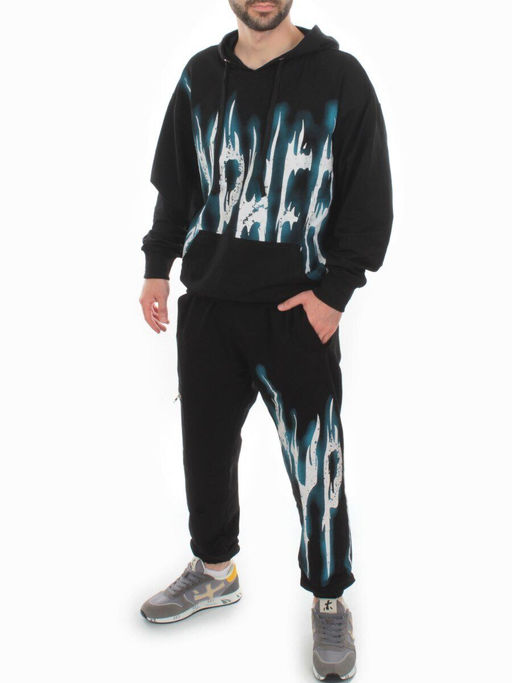 2627/7350 BLACK/BLUE Костюм спортивный мужской (75% хлопок, 20% полиэстер, 5% спандекс)