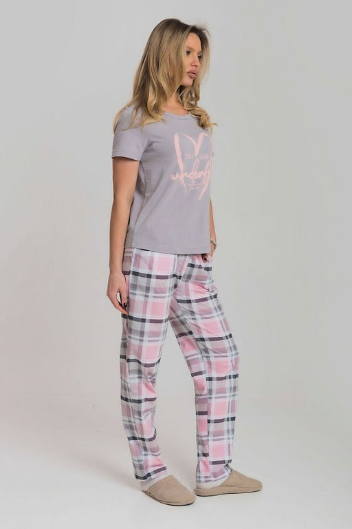 Пижама футболка и брюки М325293Пср розовый/светло-серый - Елена фото 3