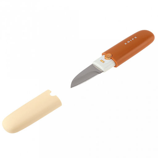 "Вида Хоум (Vida Home)" Нож для овощей 50мм с овощечисткой, плавающее лезвие 17,8х3,8х2см пластмассовая ручка, с чехлом, матовый пластик, цвета в ассортименте: бело-серый; бежево-коричневый; салатово-зеленый, в цветной коробке (ДМ)