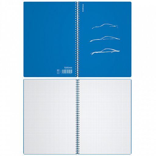 Цена за 2 шт. Тетрадь общая с пластиковой обложкой на спирали ErichKrause Mirage, синий, A4, 80 листов, клетка фото 2