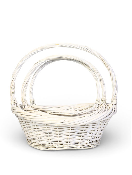 Корзина плетёная для хранения Folia, с ручкой, белая, набор 3 шт.