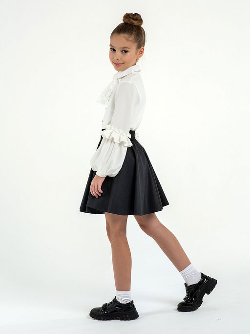 Молочная трикотажная школьная блузка для девочек Mooriposh, модель 06218  фото 6