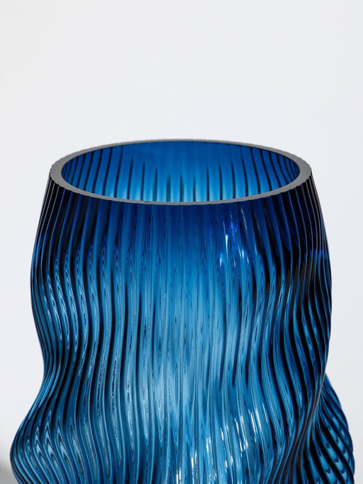 Ваза «Ванесса», волны, 24×12 см, стекло, синяя
