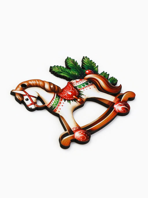 Цена за 3 шт. Ёлочная игрушка - подвеска новогодняя «Лошадка-качели», 7.7×6.9 см