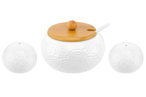 Набор - сахарница 440 мл 16*17*8,5 см Розы с ложкой + солонка+ перечница дер.под. - Elan gallery фото 18