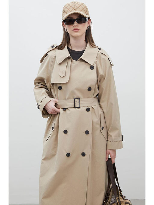 Manuka Camel Kopenhag Overs?ze Trenckot Camel - Waikiki фото 4