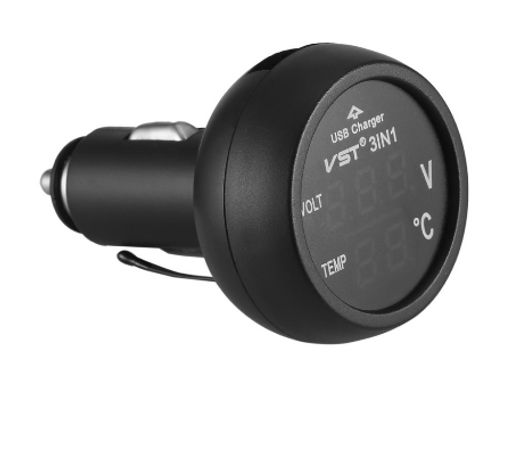 Автомобильный термометр, вольтметр, USB зарядка в прикуриватель 12-24В - Buro фото 3