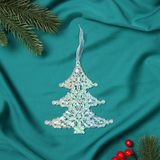 Цена за 2 шт. Ёлочная игрушка Зимнее волшебство. Ёлочка капелька, 1312 см, прозрачный перелив  фото 4