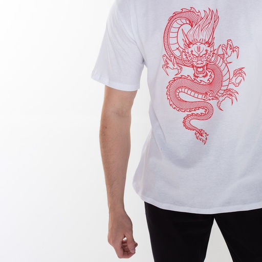 Футболка мужская «Дракон», белая, принт красный, размер 48