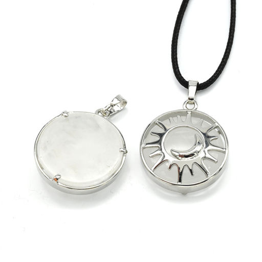 Подвеска Солнце двухсторонняя в металле с горным хрусталем 27*27мм