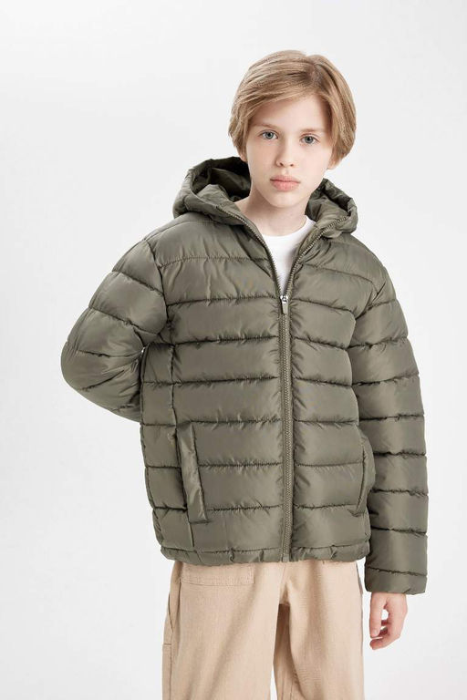 Водоотталкивающая куртка-пуховик с капюшоном для мальчиков - Defacto фото 3
