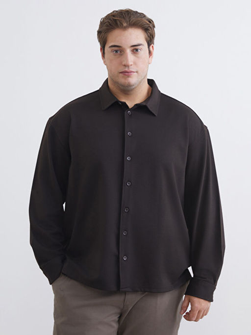 B?y?k Beden Regular Fit Uzun Kollu Erkek G?mlek