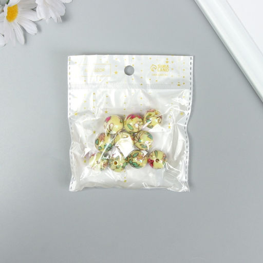 Цена за 10 шт. Бусины для творчества акрил Цветочки на жёлтом, 1.6?1.6?1.6 см, МИКС