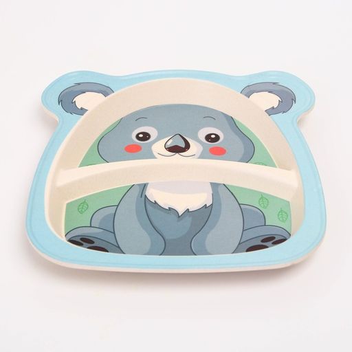 Набор бамбуковой посуды Коала, тарелка, миска, стакан, приборы, 5 предметов - Крошка я фото 4