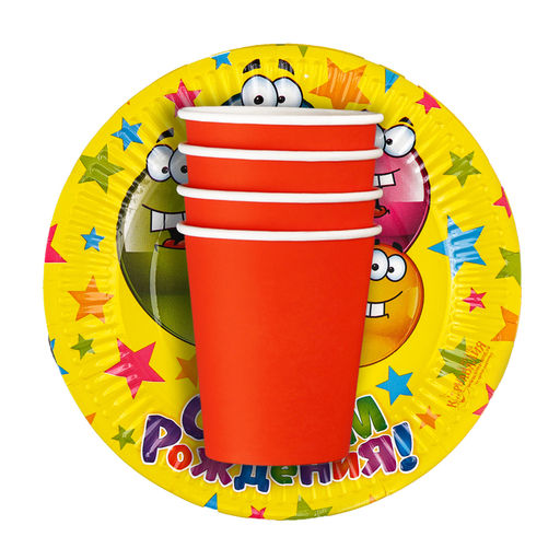 Набор бумажной посуды «С днём рождения»: 6 тарелок, 6 стаканов