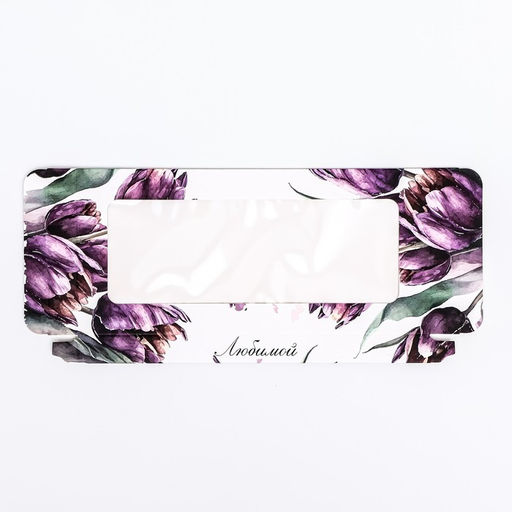 Цена за 5 шт. Подарочная коробка под плитку шоколада, с окном Акварель тюльпаны, 17?8?1.4 см