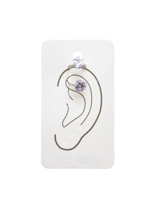 Цена за 2 шт. Серьги Каффы набор 2 шт., стразик, белые в серебре - Qf фото 5