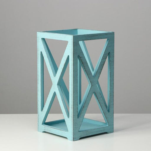 Кашпо деревянное 141426 см Фонарь Хай-тек Прованс, серо-голубой - Дарим красиво фото 2