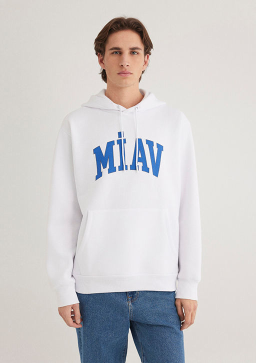 Miav Bask?l? Kapusonlu Sweatshirt - Mavi фото 4