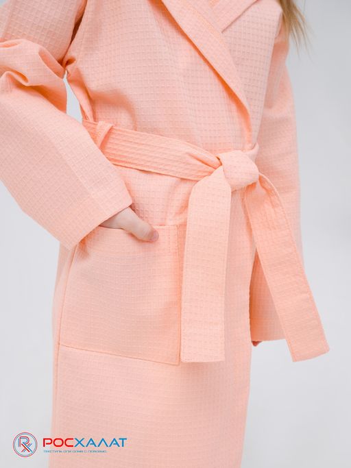 Детский вафельный халат с капюшоном нежно-персиковый В-07 (17) - Росхалат фото 6