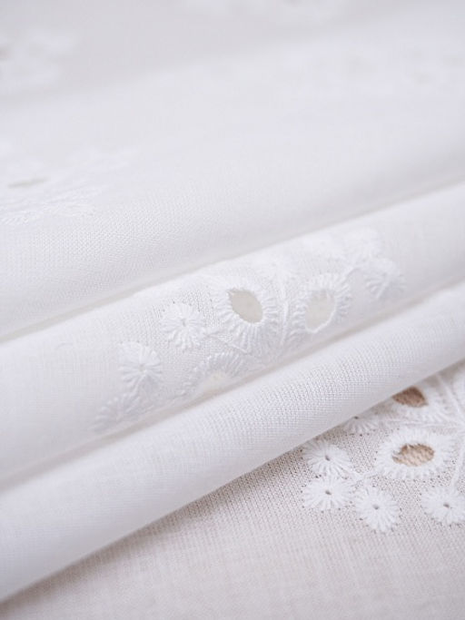 Шитье "Снежка - крупный цветок" цв.молочно-белый, ш.1.4м, батист, хлопок-100%, 80гр/м.кв