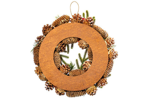 Новогоднее украшение венок 34*34*8 см Заснеженные шишки, большой круг - Elan gallery фото 5