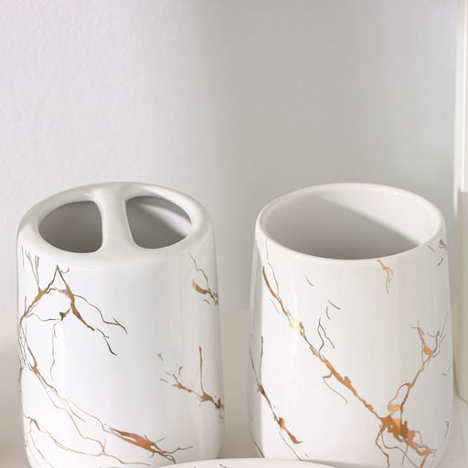 Набор аксессуаров для ванной комнаты SAVANNA Гроза, 4 предмета (мыльница, дозатор для мыла 400 мл, 2 стакана), цвет белый  фото 3