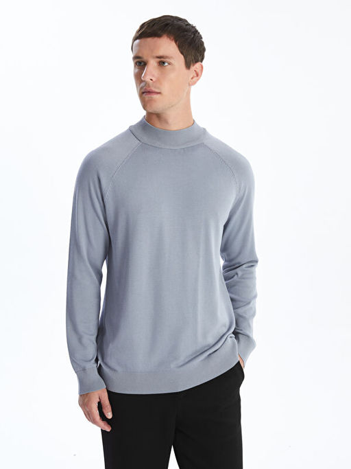 Yar?m Bal?k?? Yaka Uzun Kollu Erkek Triko Kazak