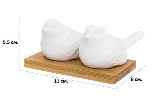 Набор д/специй 2 пр. 11*8*5,5 см 25 мл Птички на дерев. подставке - Elan gallery фото 2