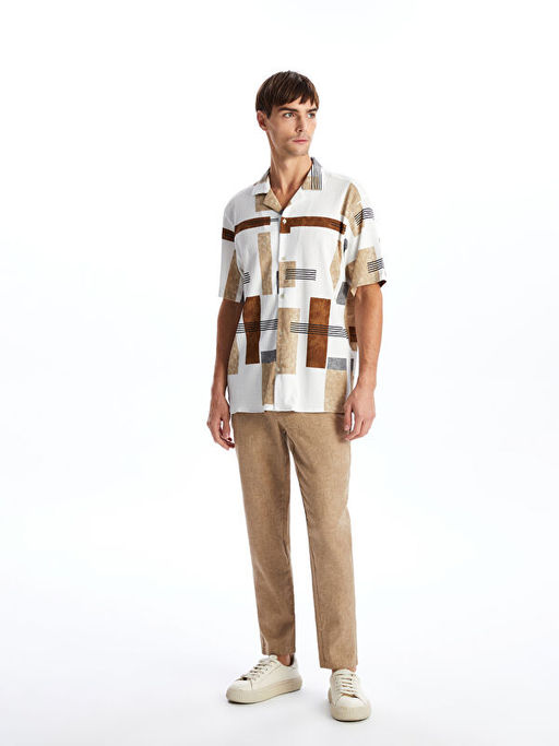 Regular Fit K?sa Kollu Desenli Erkek G?mlek