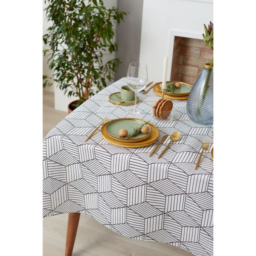 Набор Доляна скатерть 145х200см/салфетки 40х40см 4шт, Тренд бел, 100%пэ, рогожка 200 гр/м  фото 4